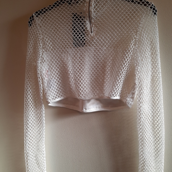 Nasty Gal Catch Me If You Can Fisnet Sequin Tassel Crop Top White - Picture 15 of 15
